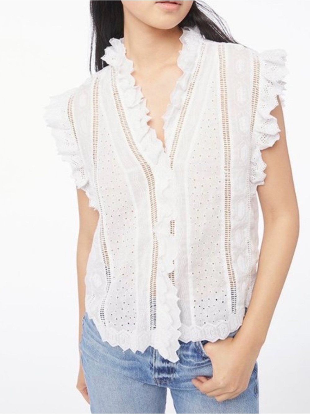 FRAME DENIM LAUREN TOP - BLANC Medium 100% Ramie White